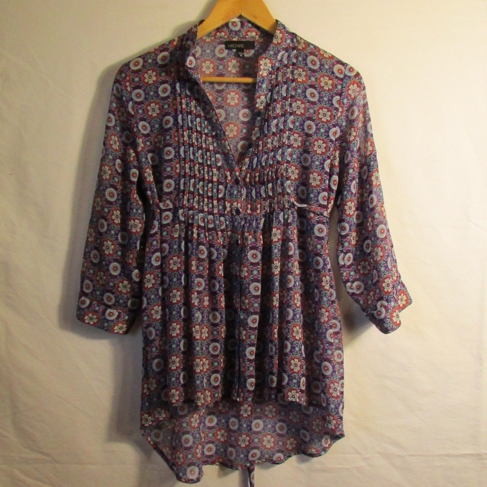 Weavers Vibrant Colorful Floral Sheer Blouse
